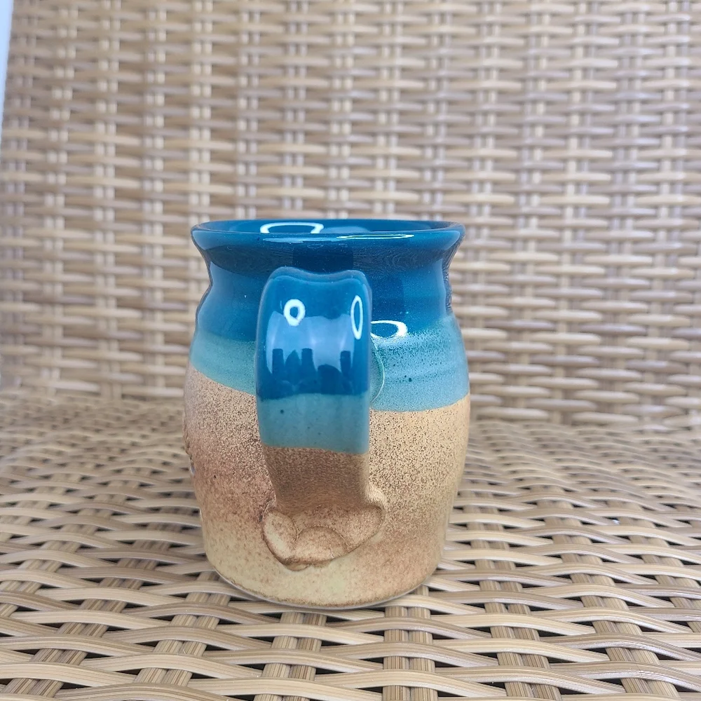 Cold Mountain Pottery Coffee Mug Clearwater Lodge Aspen Leaves Engraved Blue - Picture 6 of 13